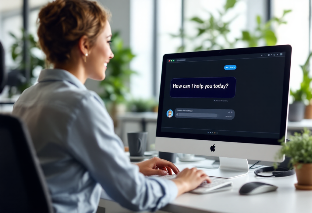 Una imagen de una persona interactuando con un chatbot en una pantalla de computadora